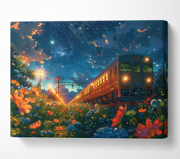  A Canvas Print of Blue Night Train Journey Canvas Art