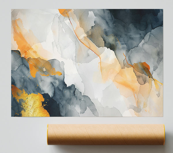 Golden Gray Abstract Giclee Print