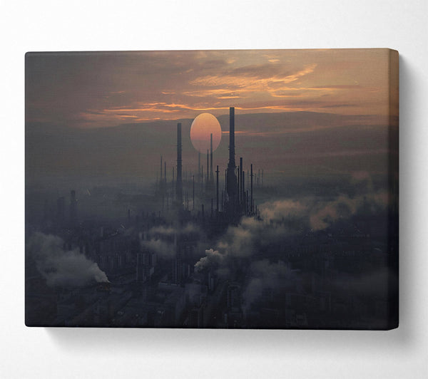  A Canvas Print of Orange Sunset Cityscape Canvas Art