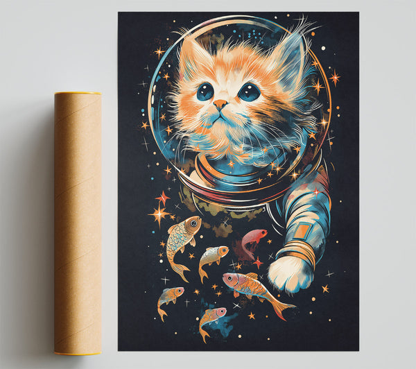 Orange Space Catfish Print