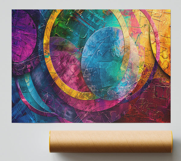 Golden Circles Of Purple Poster