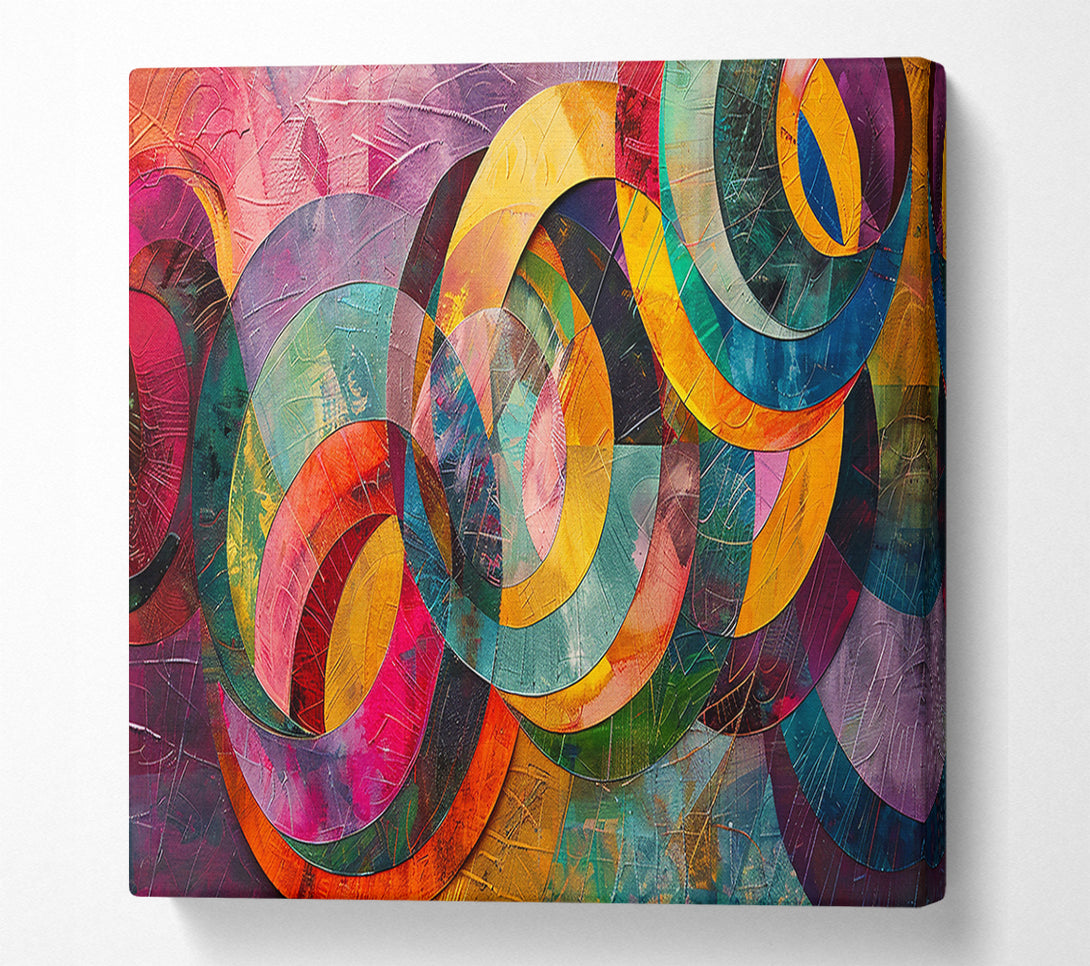 A Canvas Print of Golden Intertwined Circles Canvas Wall Art