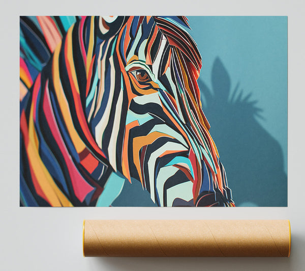 Blue Striped Zebra Giclee Print