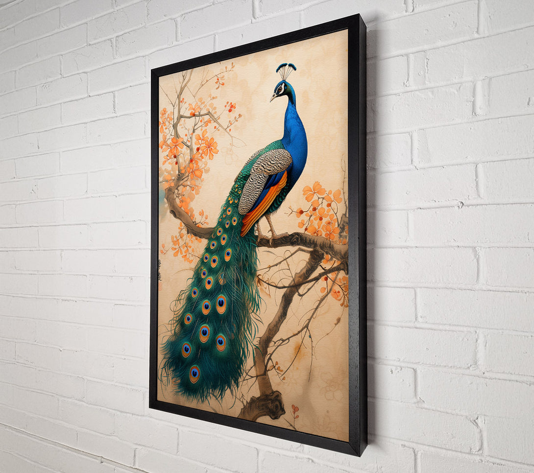  A Canvas Print of Emerald Peacock Branch Canvas Art