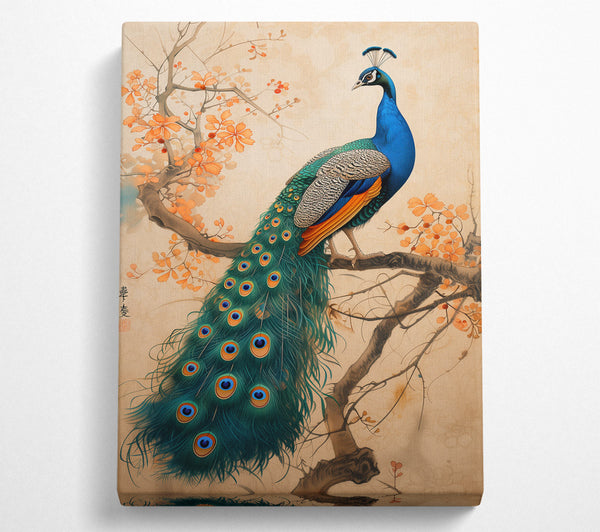  A Canvas Print of Emerald Peacock Branch Canvas Art