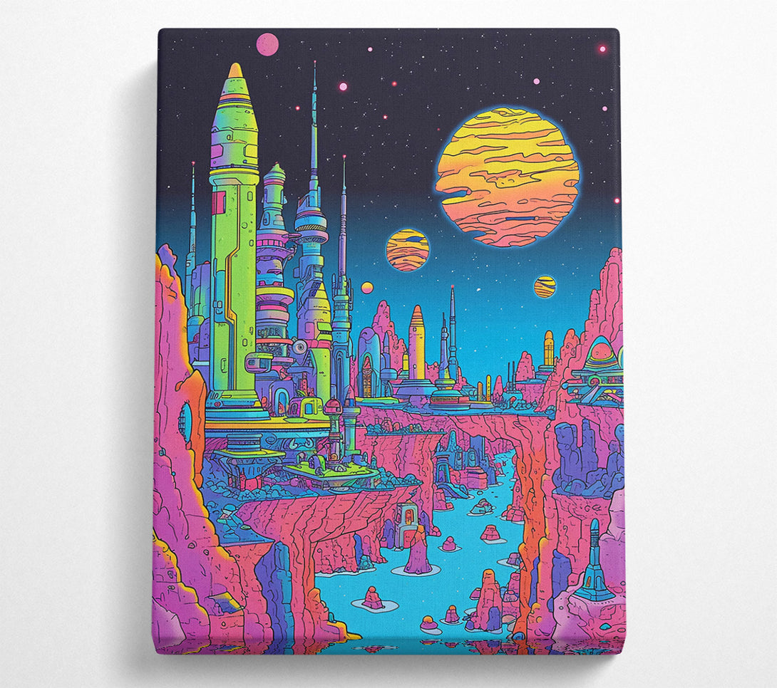  A Canvas Print of Neon Cityscape Dreamscape Canvas Print