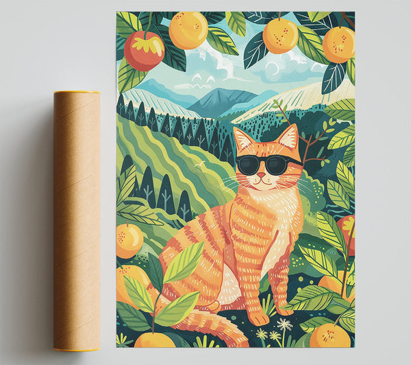 Orange Cat In The Grove Giclee Print