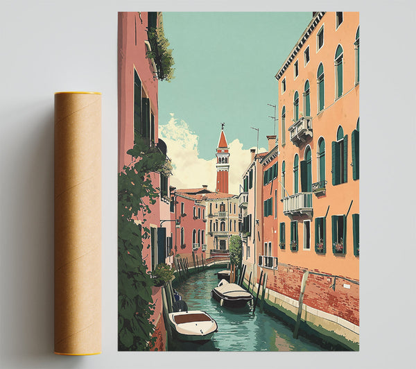 Peach Canal Reflections Print