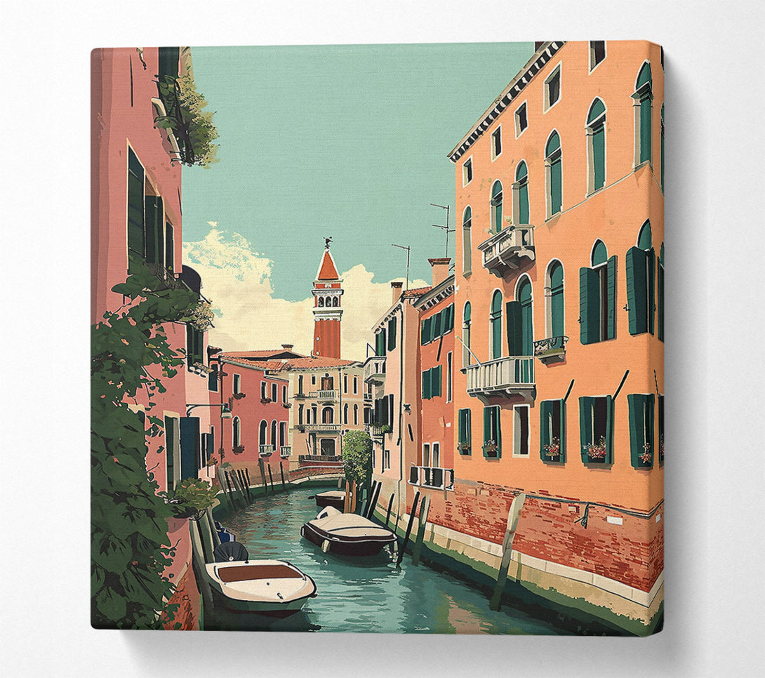  A Canvas Print of Peach Canal Reflections Canvas Art
