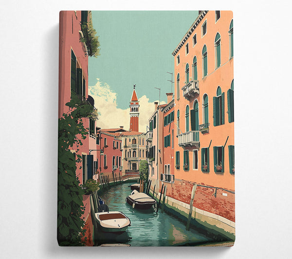  A Canvas Print of Peach Canal Reflections Canvas Art