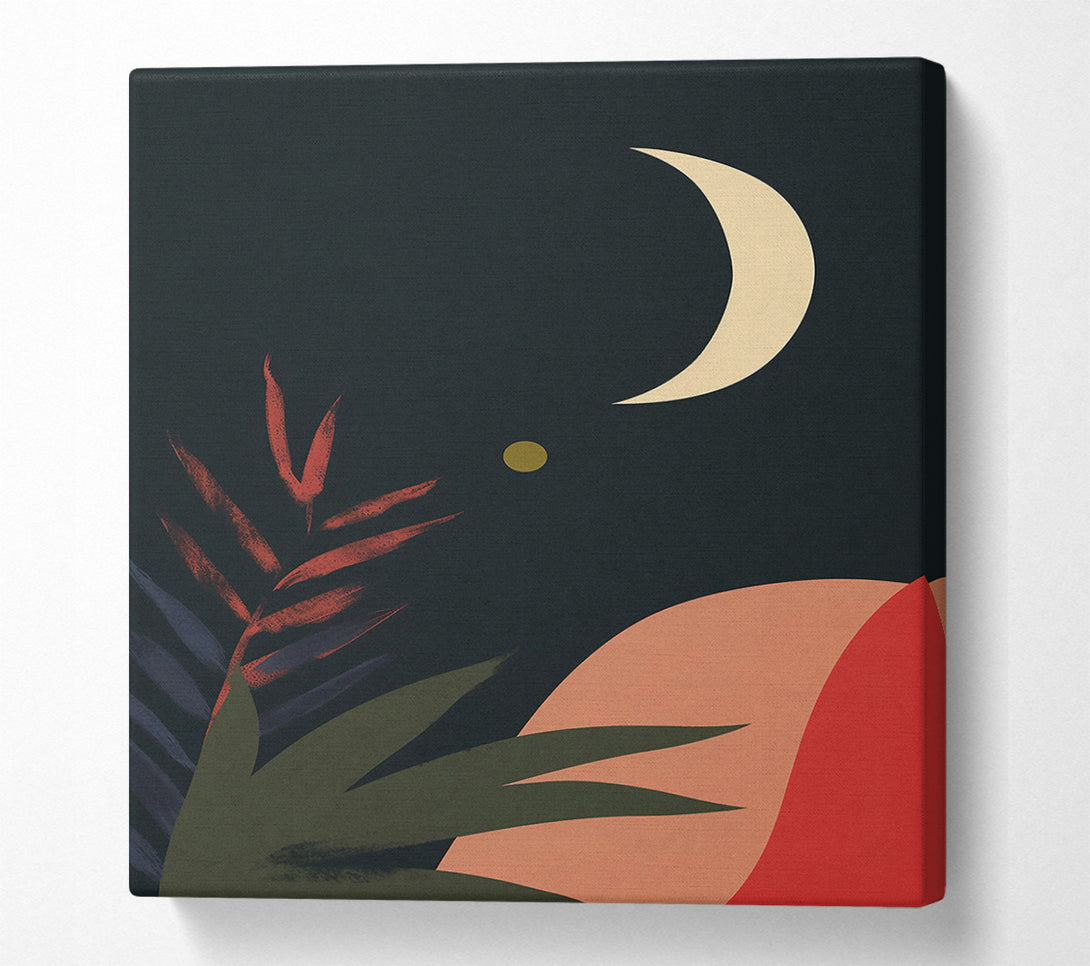 A Canvas Print of Crimson Moonlit Palms Canvas Art
