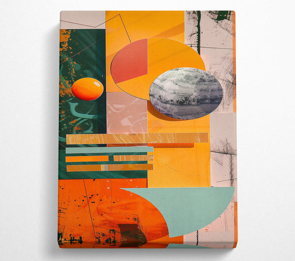  A Canvas Print of Orange Abstract Geometry Canvas Wall Art
