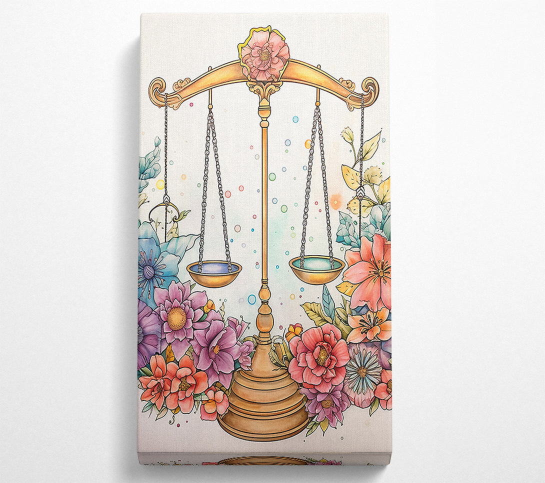  A Canvas Print of Libra Scales With Flowers Canvas Art