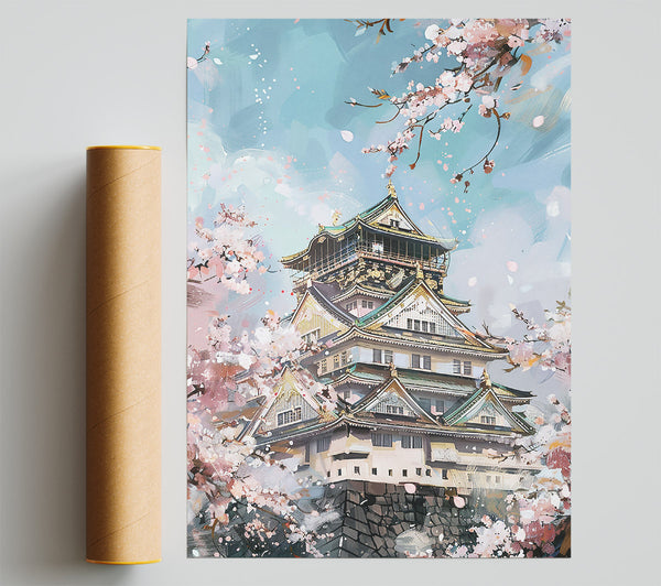 Pink Blossoms Over Blue Sky Giclee Print