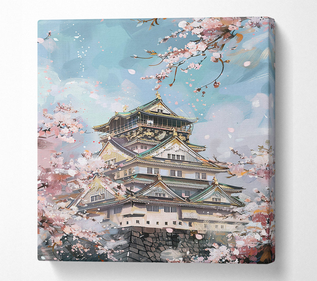  A Canvas Print of Pink Blossoms Over Blue Sky Canvas Print