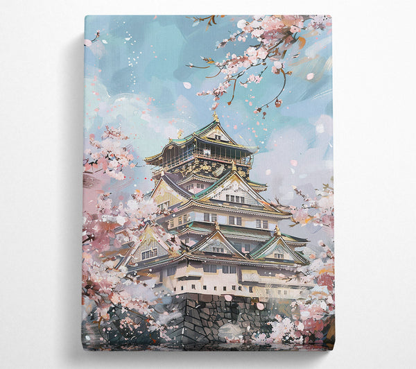  A Canvas Print of Pink Blossoms Over Blue Sky Canvas Print
