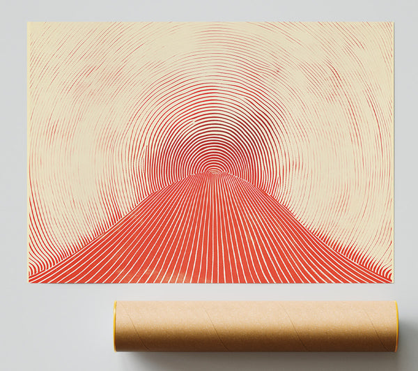 Crimson Line Convergence Giclee Print