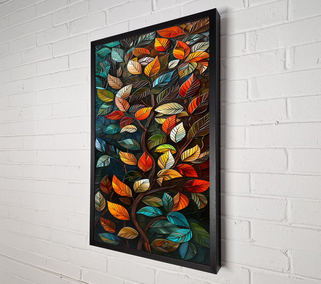  A Canvas Print of Teal Leafy Tapestry Canvas Art