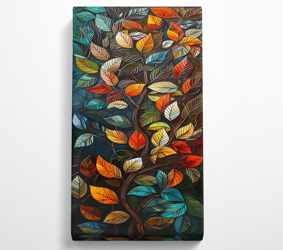  A Canvas Print of Teal Leafy Tapestry Canvas Art