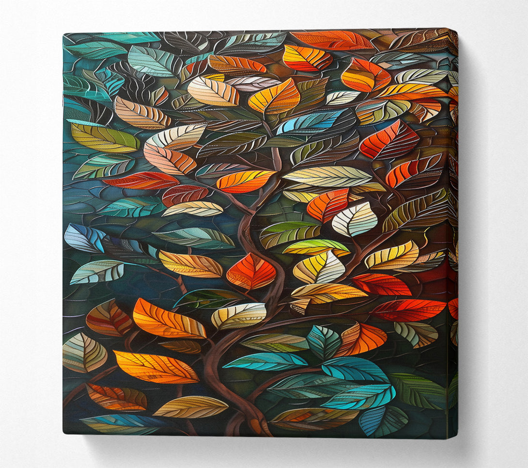  A Canvas Print of Teal Leafy Tapestry Canvas Art
