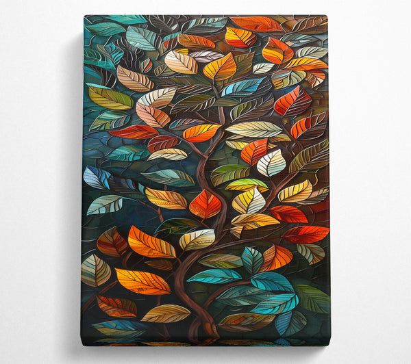  A Canvas Print of Teal Leafy Tapestry Canvas Art
