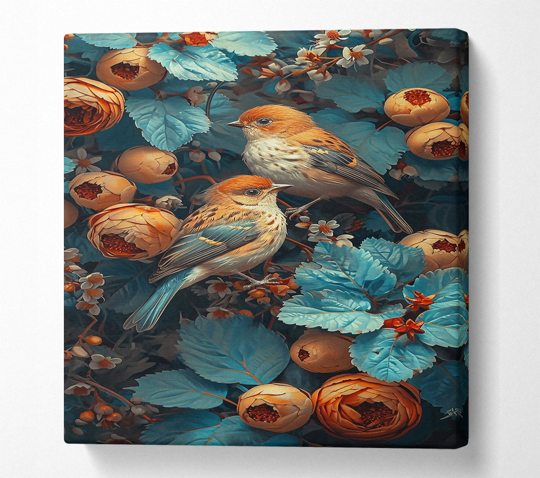  A Canvas Print of Teal Avian Bloom Canvas Print