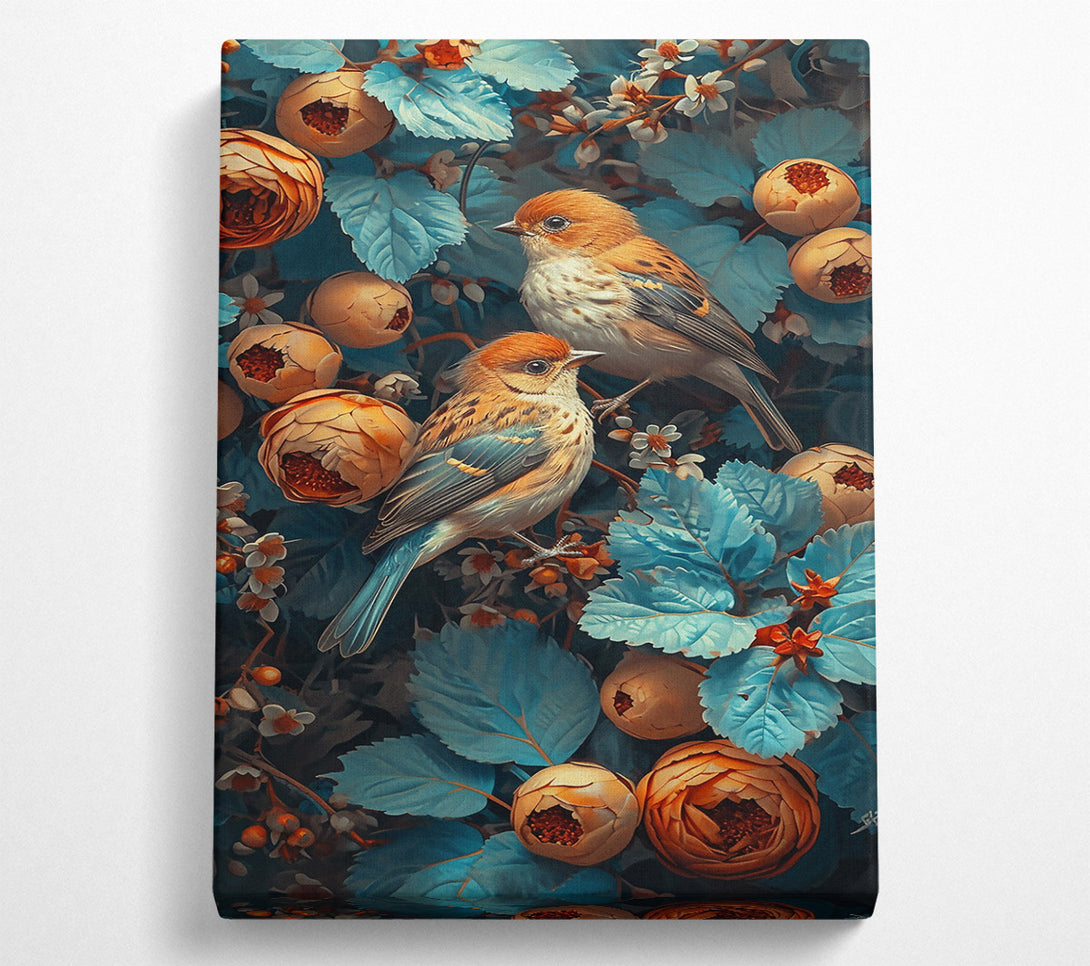  A Canvas Print of Teal Avian Bloom Canvas Print