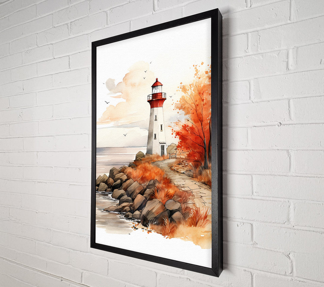  A Canvas Print of Lighthous Watercolour Canvas Wall Art