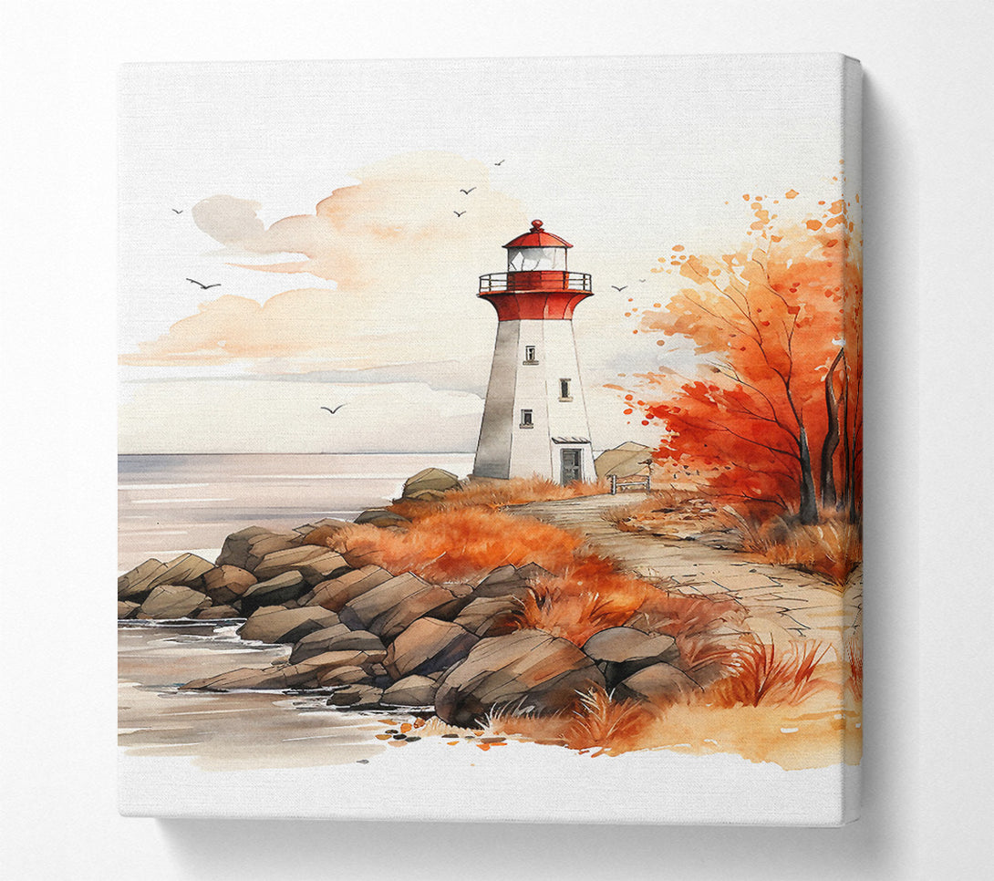  A Canvas Print of Lighthous Watercolour Canvas Wall Art