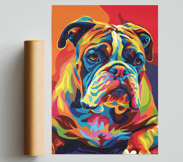 Orange Bulldog Portrait Poster