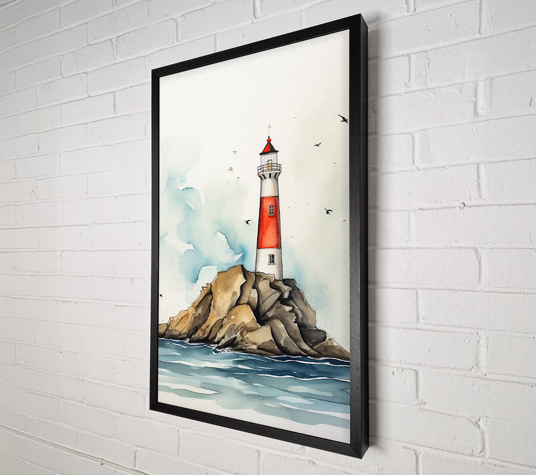  A Canvas Print of Lighthouse At Sea Canvas Print