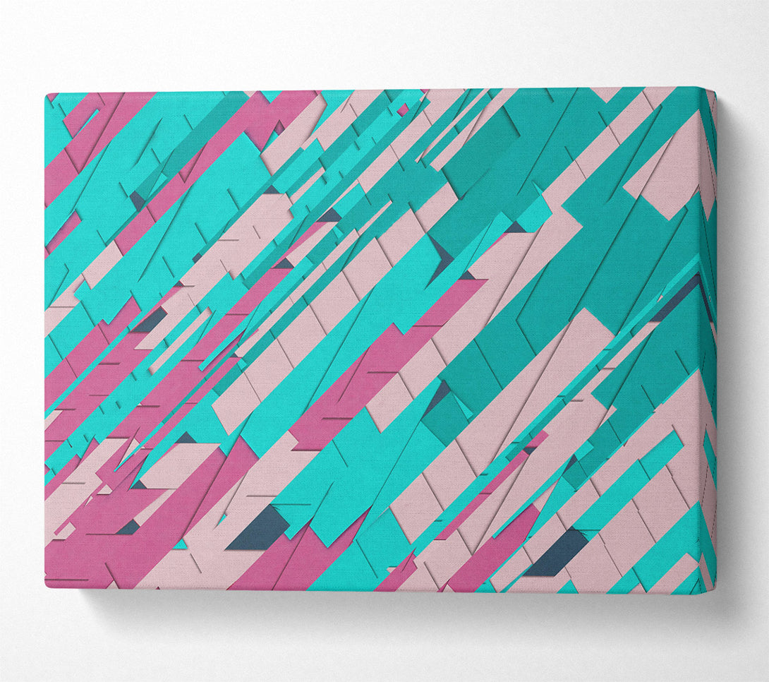  A Canvas Print of Teal Geometric Abstract Canvas Art