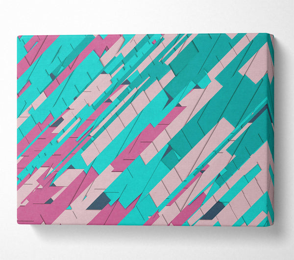 A Canvas Print of Teal Geometric Abstract Canvas Art