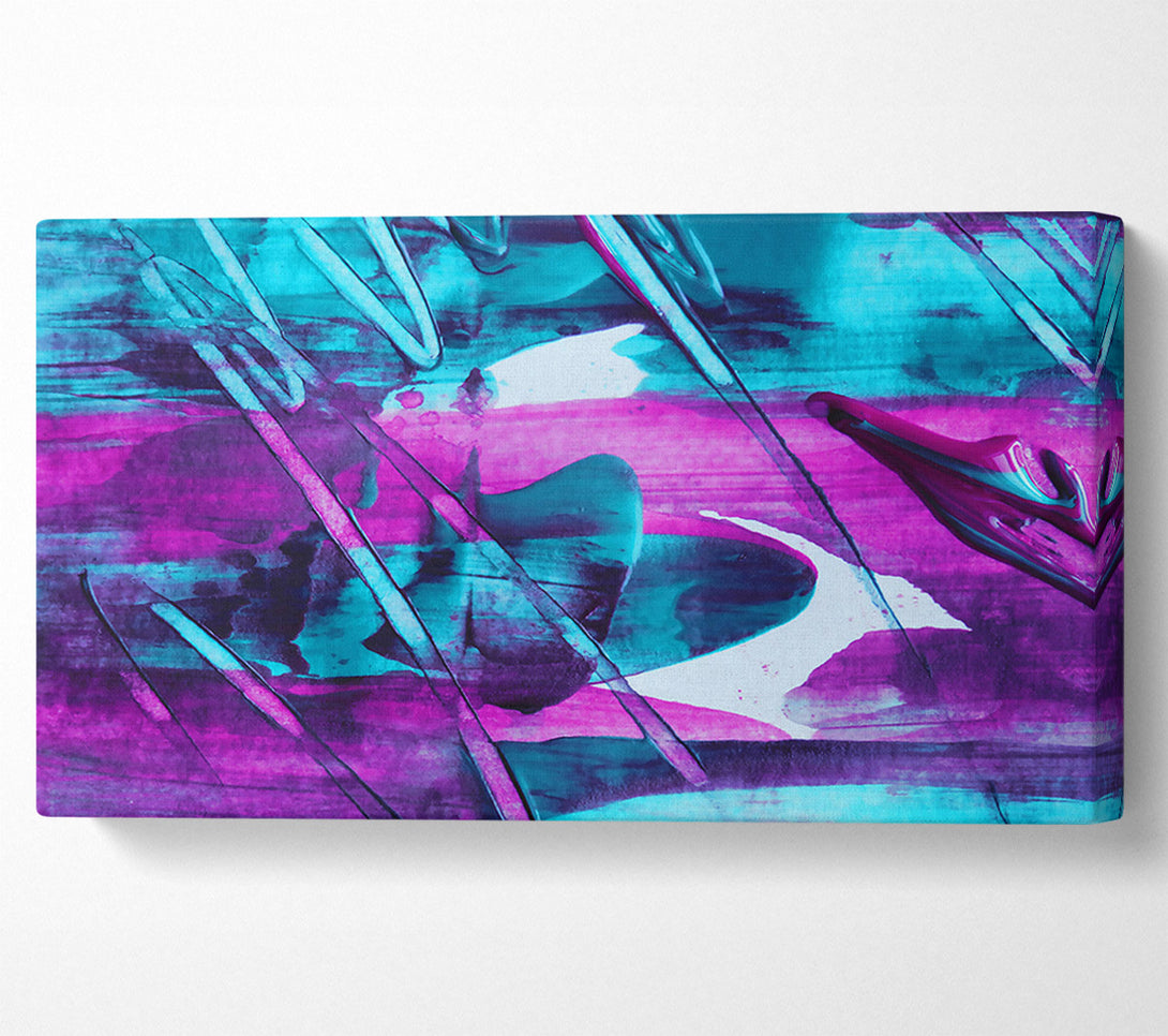  A Canvas Print of Cyan Swirls And Lines. Canvas Print