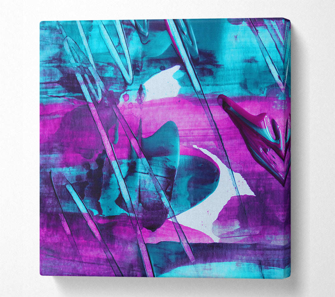 A Canvas Print of Cyan Swirls And Lines. Canvas Print
