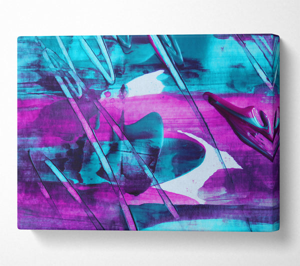  A Canvas Print of Cyan Swirls And Lines. Canvas Print