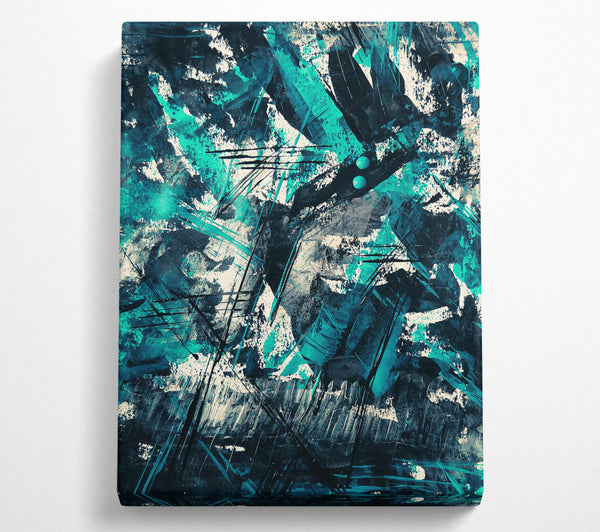  A Canvas Print of Azure Abstract Chaos Canvas Wall Art