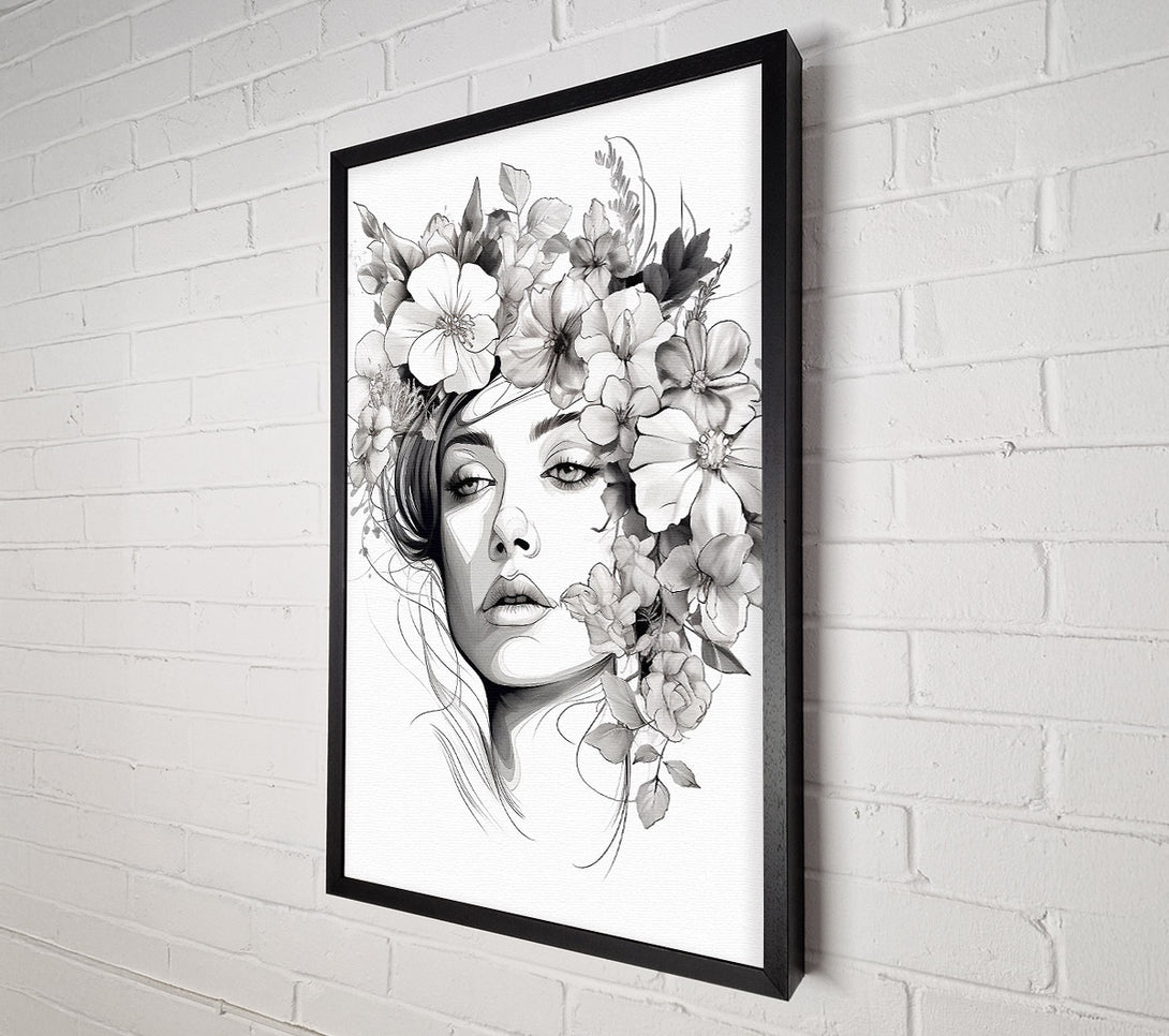  A Canvas Print of Line Art Head With Abstract Flowers Canvas Print