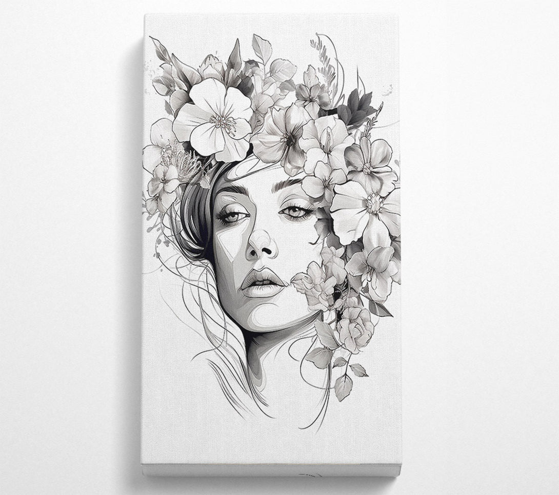  A Canvas Print of Line Art Head With Abstract Flowers Canvas Print