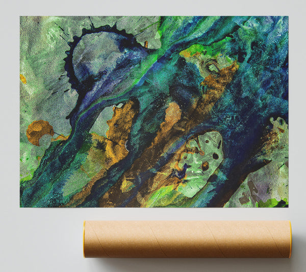Emerald And Gold Swirl Print