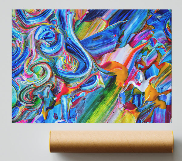 Azure Swirls And Strokes. Poster