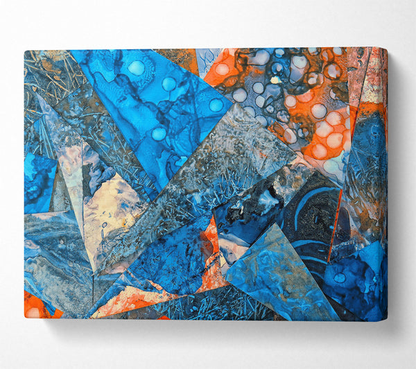  A Canvas Print of Azure Geometric Splattering Canvas Art