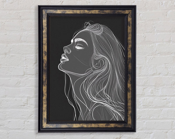 Lines In Grey Woman Framed Print