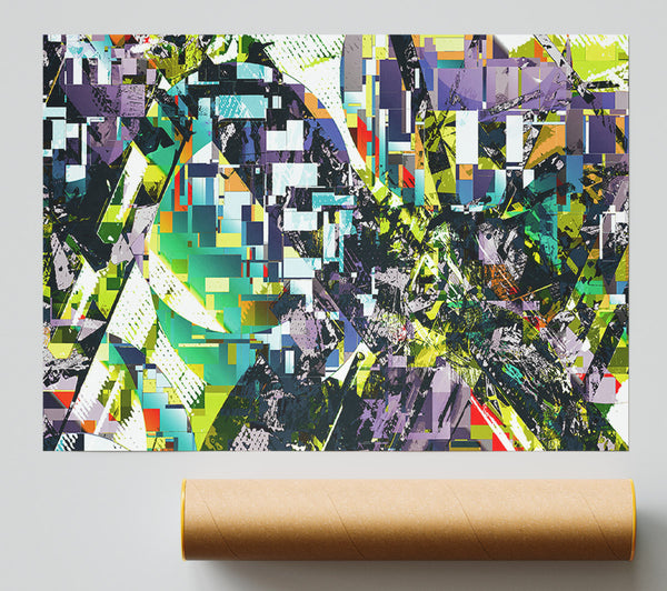 Lime Green Glitch Print