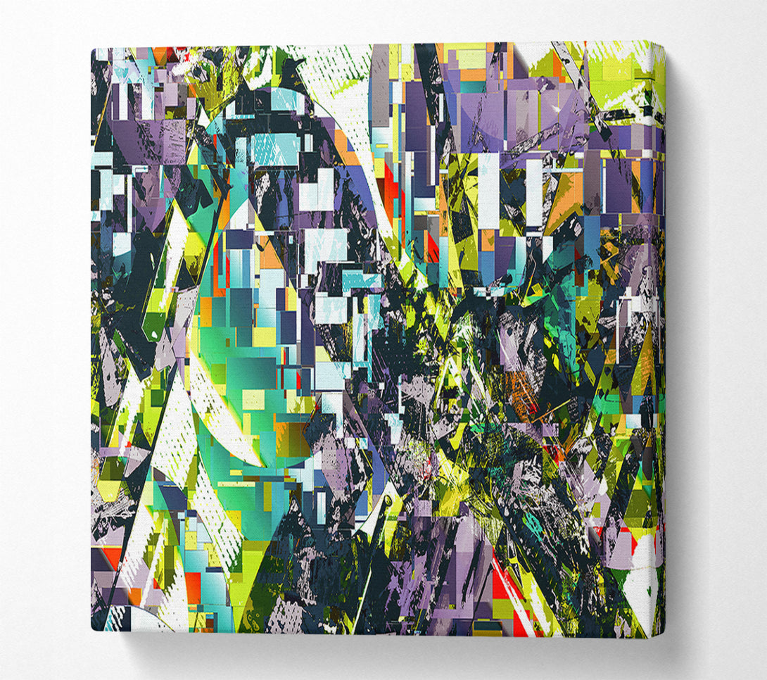  A Canvas Print of Lime Green Glitch Canvas Wall Art