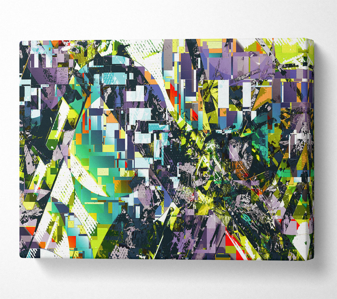  A Canvas Print of Lime Green Glitch Canvas Wall Art