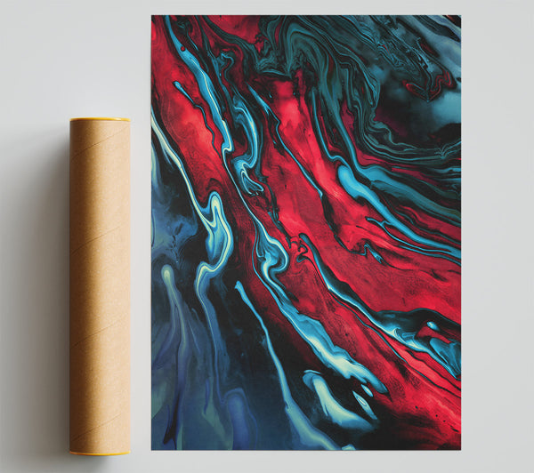 Crimson Swirls Of Ink. Poster