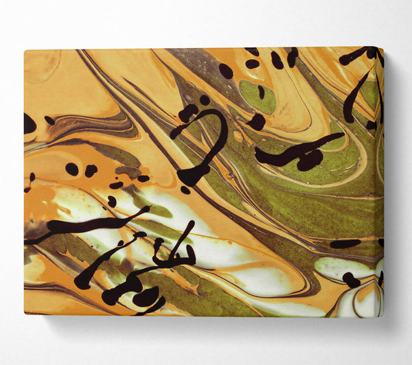  A Canvas Print of Golden Swirling Abstract Canvas Wall Art