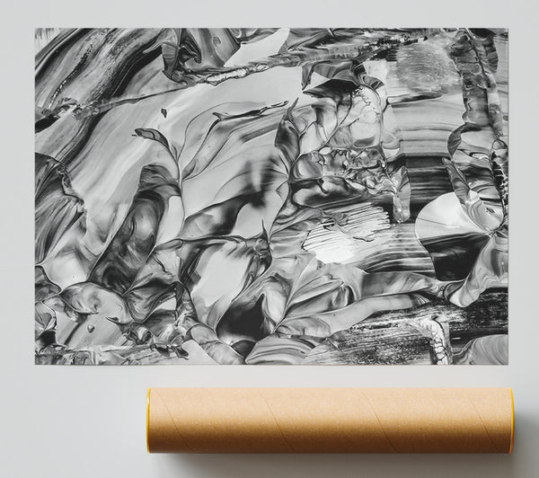 Silver Swirls And Shadows Print