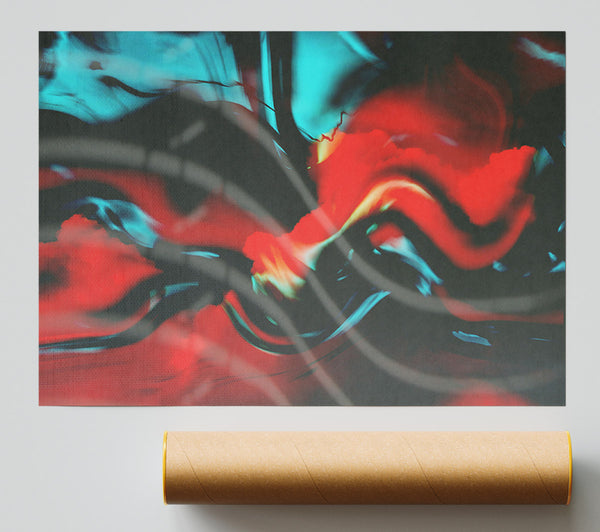 Crimson And Teal Flow Giclee Print